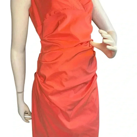 Maggy London Women's Size 10P Orange Color Ruffle Sleeve Detail Dress. #237 - Picture 3 of 13